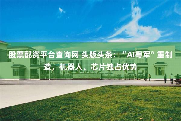 股票配资平台查询网 头版头条：“AI粤军”重制造，机器人、芯片独占优势
