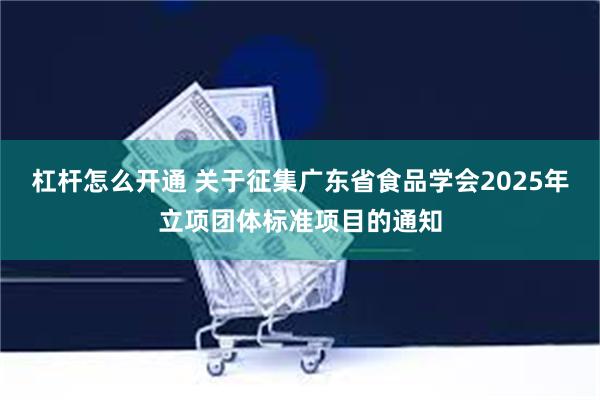 杠杆怎么开通 关于征集广东省食品学会2025年立项团体标准项目的通知