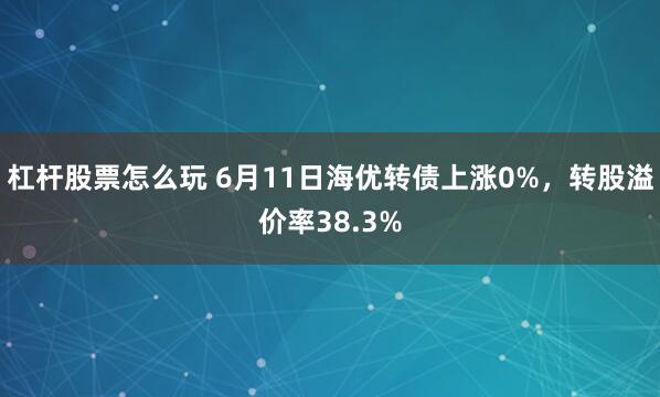 杠杆股票怎么玩 6月11日海优转债上涨0%，转股溢价率38.3%