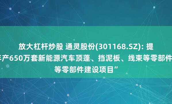 放大杠杆炒股 通灵股份(301168.SZ): 提前终止“年产650万套新能源汽车顶蓬、挡泥板、线束等零部件建设项目”