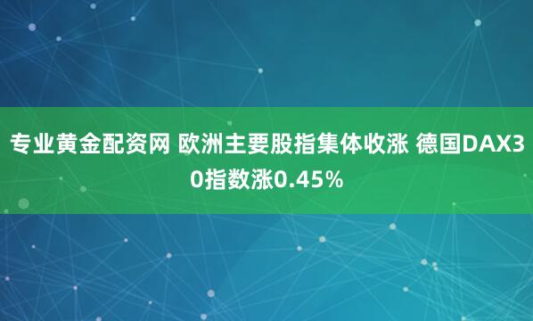专业黄金配资网 欧洲主要股指集体收涨 德国DAX30指数涨0.45%