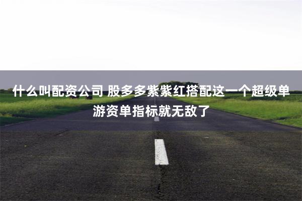 什么叫配资公司 股多多紫紫红搭配这一个超级单游资单指标就无敌了