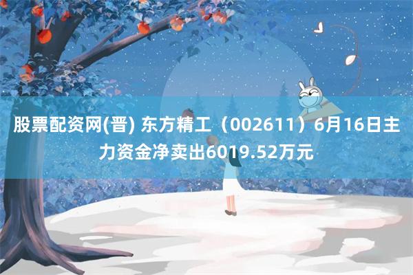 股票配资网(晋) 东方精工（002611）6月16日主力资金净卖出6019.52万元