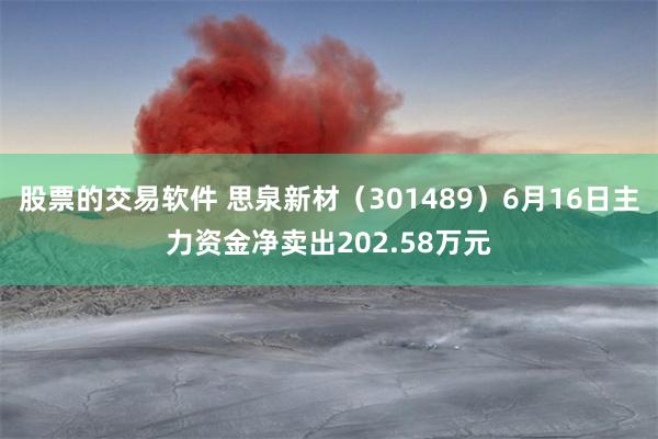 股票的交易软件 思泉新材（301489）6月16日主力资金净卖出202.58万元