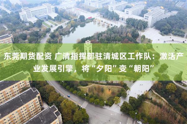 东莞期货配资 广清指挥部驻清城区工作队：激活产业发展引擎，将“夕阳”变“朝阳”