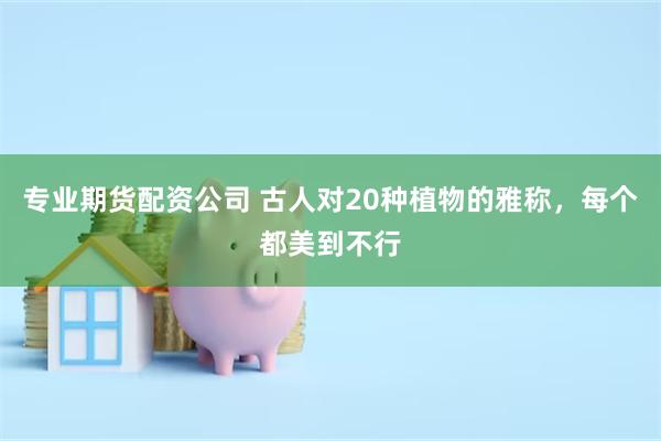 专业期货配资公司 古人对20种植物的雅称，每个都美到不行