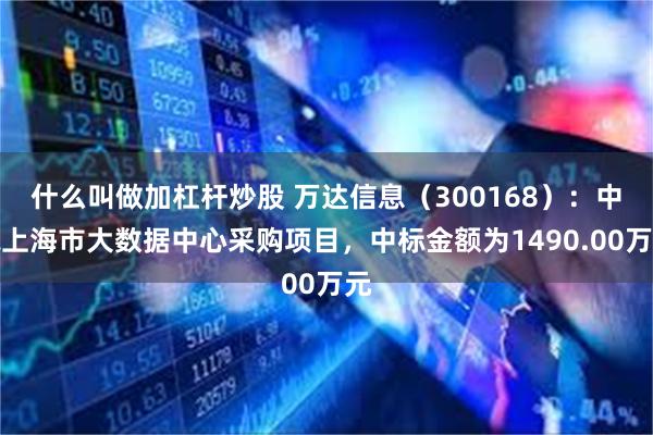 什么叫做加杠杆炒股 万达信息(300168):中标上海市大数据中心采购项目,中标金额为1490.00万元