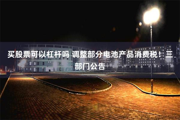买股票可以杠杆吗 调整部分电池产品消费税！三部门公告