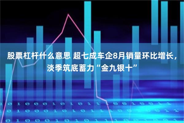 股票杠杆什么意思 超七成车企8月销量环比增长，淡季筑底蓄力“金九银十”