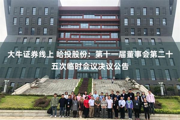 大牛证券线上 哈投股份：第十一届董事会第二十五次临时会议决议公告