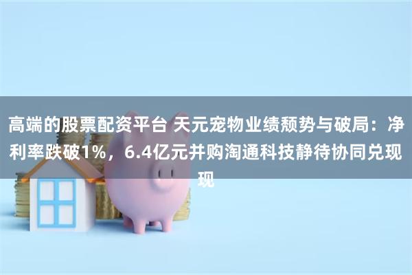 高端的股票配资平台 天元宠物业绩颓势与破局：净利率跌破1%，6.4亿元并购淘通科技静待协同兑现