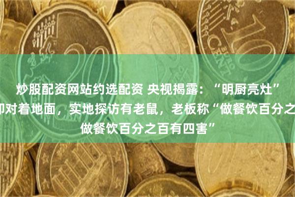 炒股配资网站约选配资 央视揭露：“明厨亮灶”餐厅镜头却对着地面，实地探访有老鼠，老板称“做餐饮百分之百有四害”