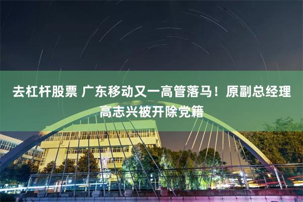 去杠杆股票 广东移动又一高管落马！原副总经理高志兴被开除党籍